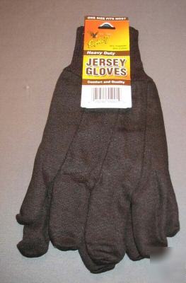 Lot of 72 prs. 9 oz heavyweight brown jersey gloves
