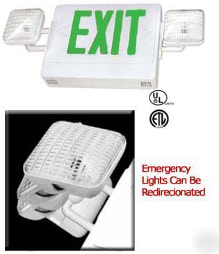 New lot 4 green combo led exit & emergency signs lights 