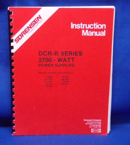 Sorensen dcr-b series 2700-watt ps instruction manual