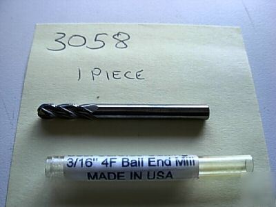 3/16 4 flute ball end mills lot 3058
