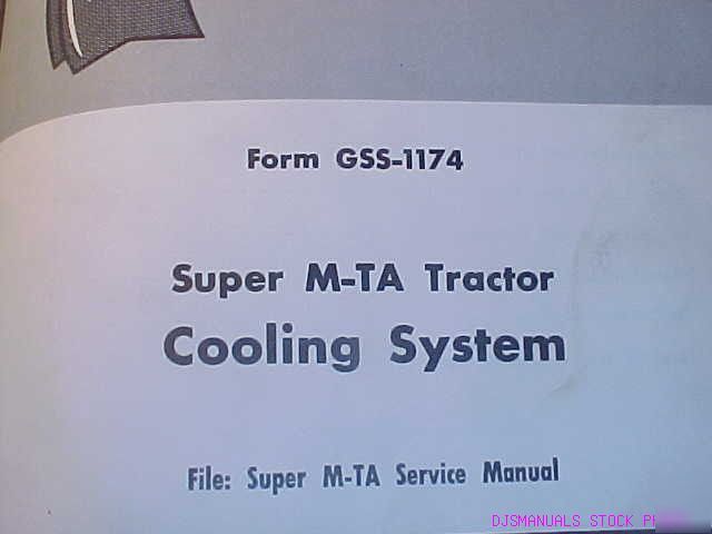Ih m t super W6 ta cooling system service manual
