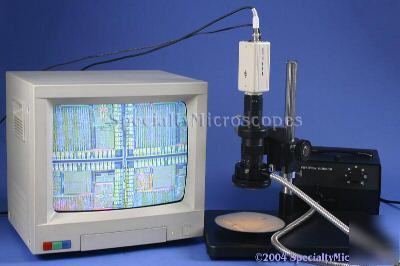 Polarizing fiber optic video zoom microscope + camera