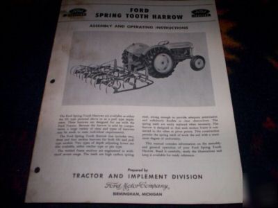 Ford spring tooth harrow assembly & operating instrs