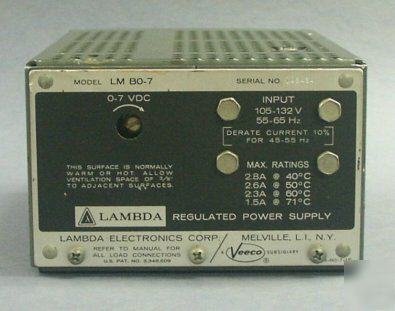 Used lambda lm B0-7 0 to 7-volt linear power supply