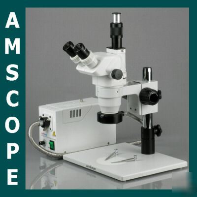 3.35X-45X stereo zoom microscope + fiber ring light