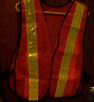 Orange mesh safety vest with 2 inch reflective stripes