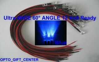 New 30PCS 12V wired 5MM blue led wide viewing f/ship