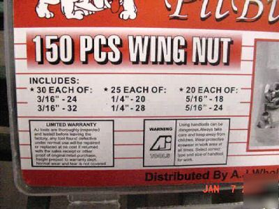 Wing nuts 150 pc assortment-plastic case $10.00 