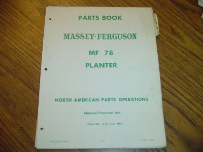 Massey ferguson mf 78 planter parts catalog book manual