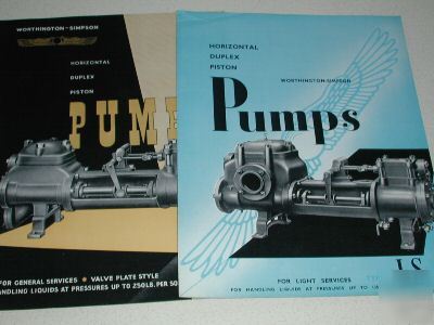 Worthington-simpson pump specifications x 2 1950's
