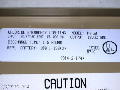 Chloride TMF50 emergency light power supply w 2 battery