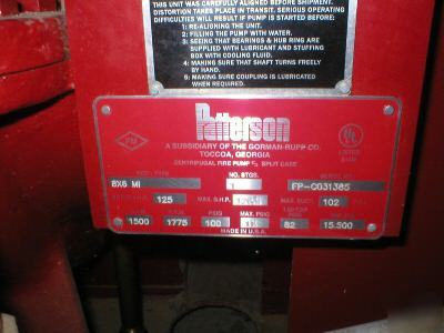 Patterson centrifugal fire pump
