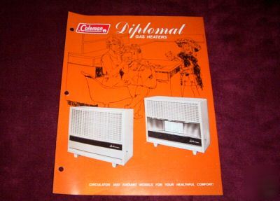 Vintage coleman diplomat gas heaters brochure
