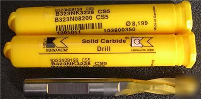 2 kennametal solid carbide bf drills 8.2MM r=$236 