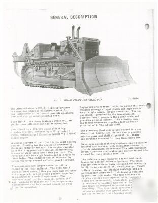 Allis chalmers hd-41 crawler - early operator's manual 