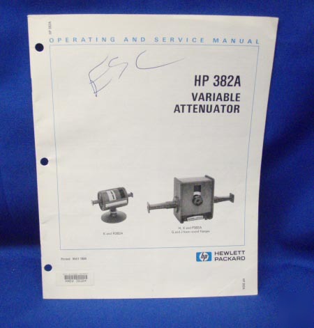 Hp 382A variable attenuators op & service manual