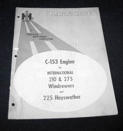 Ih intl harvester C153 engine 210 275 windrowers 225