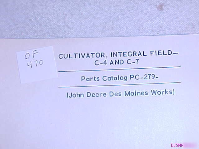John deere c 4 c 7 field cultivator parts catalog