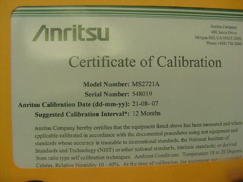 Anritsu ms-2721A hand-held spectrum analyzer