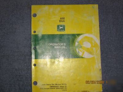 John deere 650 disk operators manual 1996