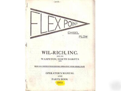 Wil-rich plex point chisel plow operators parts manual