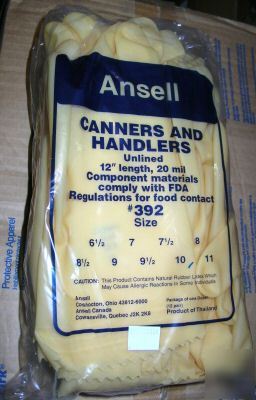 Ansell edmont canners & handlers latex gloves size 10
