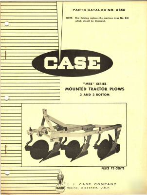Original case mrb ser. tractor plow parts catalog 