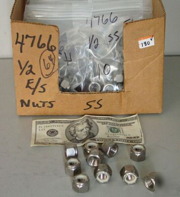 1/2-13 stainless steel nylon insert lock nuts, qty (10)