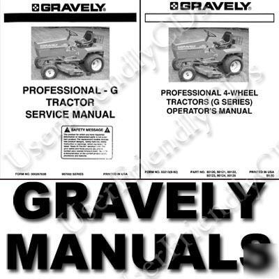 Gravely pro g service manual + parts + user -9- manuals