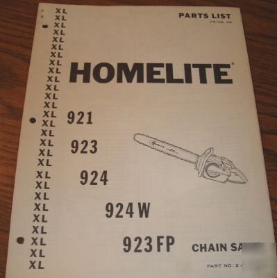 Homelite xl-921-923FP chain saw parts catalog manual