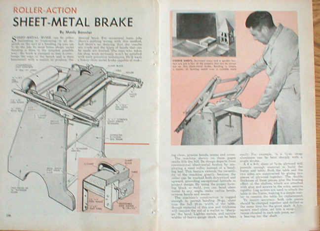 Floor standing roller action sheet-metal brake plans