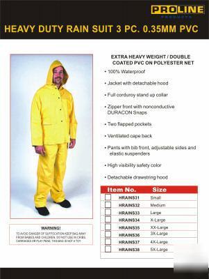 0.35MM heavy duty 3PC. rain suit gear w/ hood size 4XL