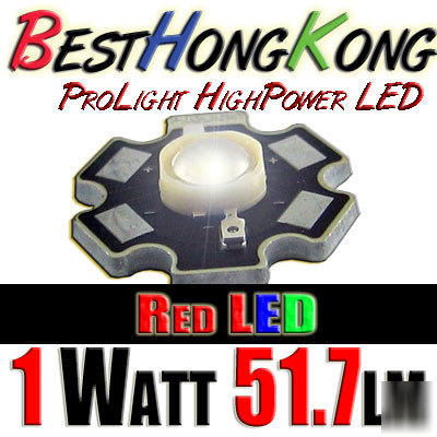 High power led set of 500 prolight 1W red 51.7 lumen