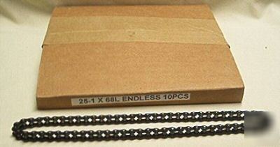 #25 ansi roller chain, lot of 10, 68 pitches, endless
