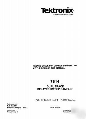 Tek tektronix 7S14 operation & service manual