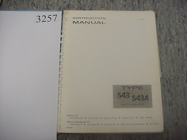 Tektronix 543 & 543A crt oscilloscope instructio manual