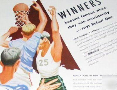Gair boxes-cartons packaging basketball art-1947 ad