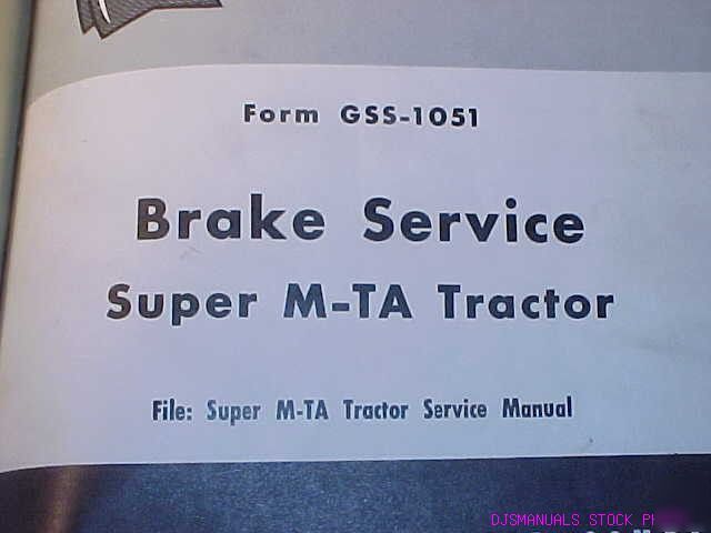 Ih super m ta brake service manual