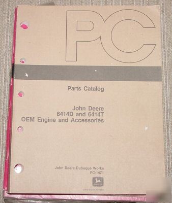 John deere 6414D 6414T oem engine parts catalog manual