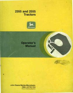 John deere operator's manual 2355 2555 tractor tractors