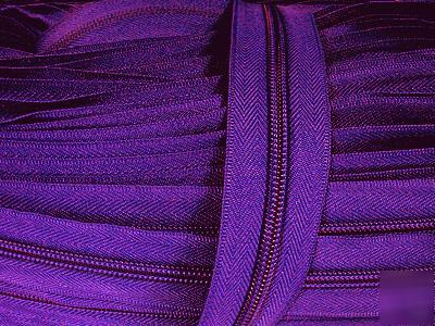 #5 nylon coil zipper chain 10YD dark purple + 25 slider