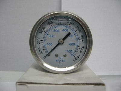 Hydraulic liquid filled pressure gauge 0-10000PSI