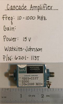Watkins-johnson amplifier 10-1000 mhz model 6201-113T