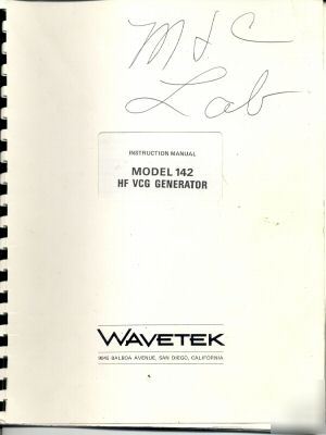 Wavetek 142 instruction manual