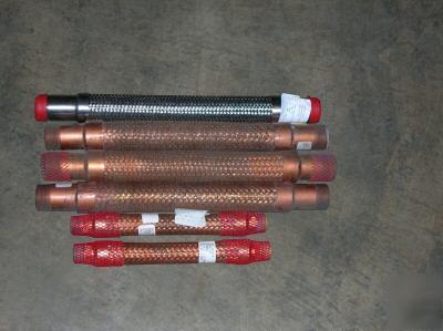 Lot of 6 bronze & stainless metal flex hoses