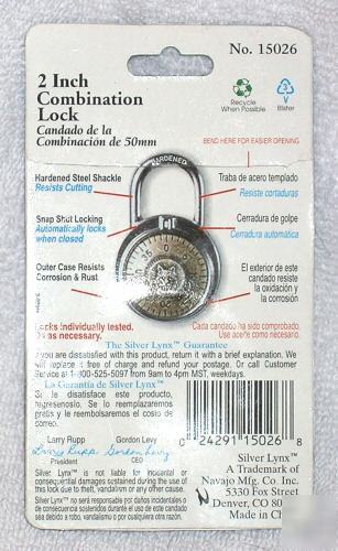 2 inch combinaton padlock school gym lock @no 