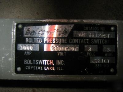 3000 amp bolted pressure boltswitch evm 3612-st fusible