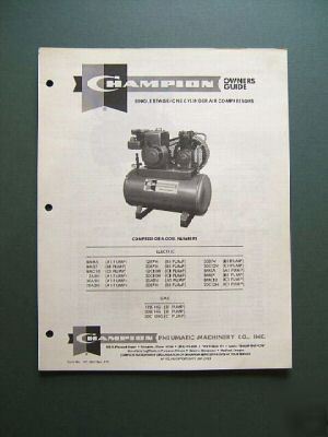 Champion single stage/1 cyl compressors owner's guide