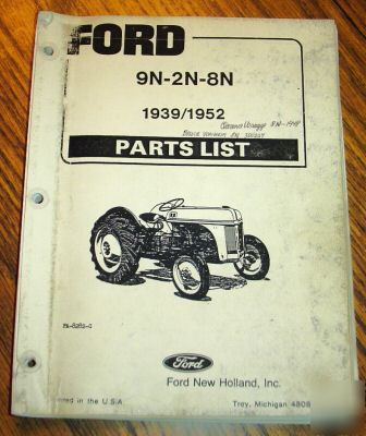 Ford 9N 2N & 8N tractor parts catalog book manual nh