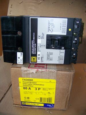 New square d FA34080 3POLE 80AMP 480V circuit breaker 